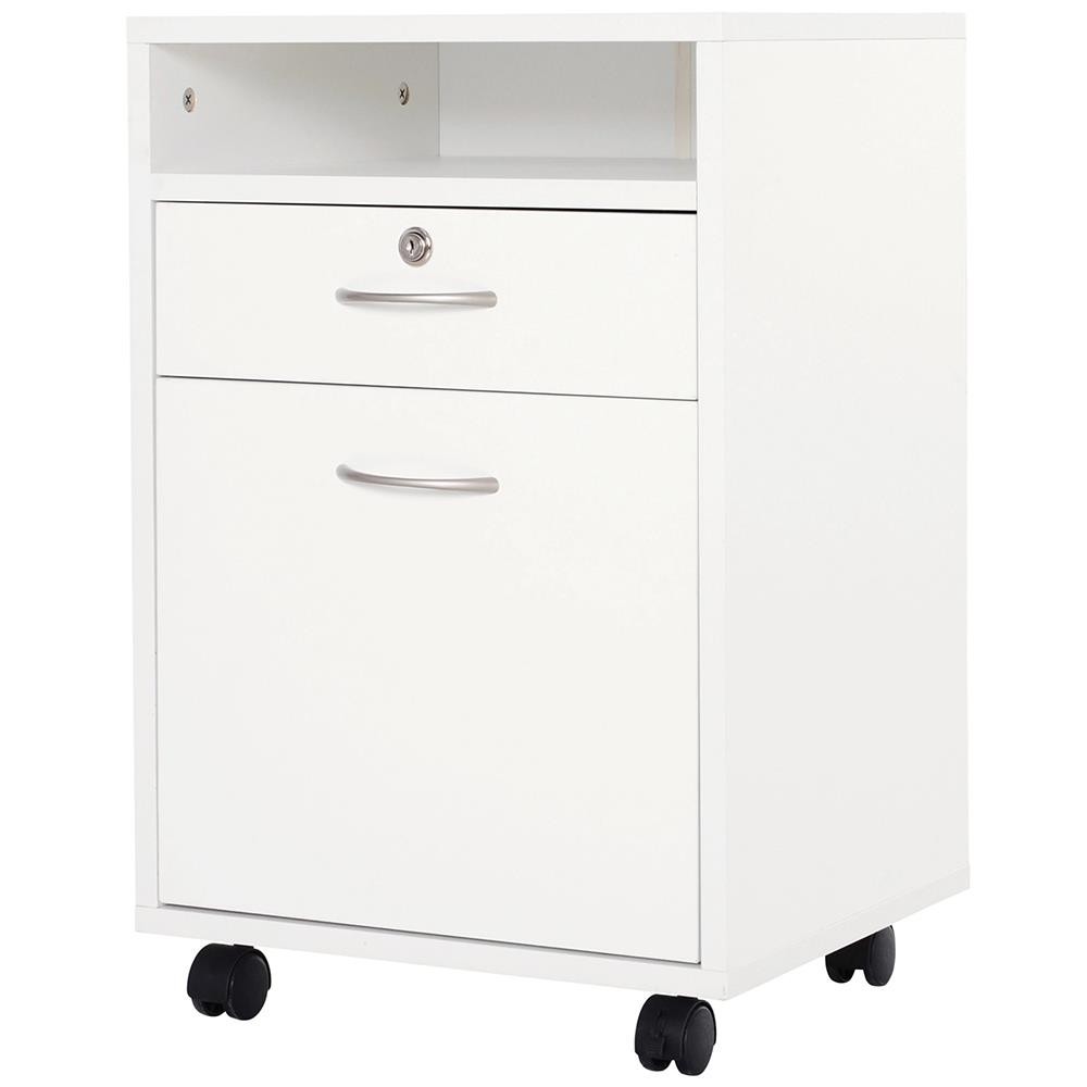 Archivador con Ruedas VERSY, con Cajón, Estante y Armario, 40x35x60 cm, Blanco