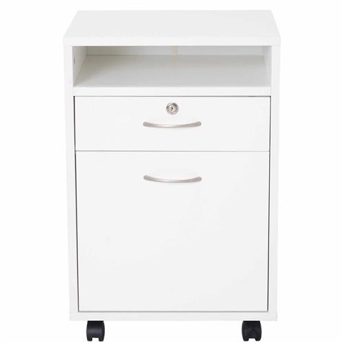 Archivador con Ruedas VERSY, con Cajón, Estante y Armario, 40x35x60 cm, Blanco