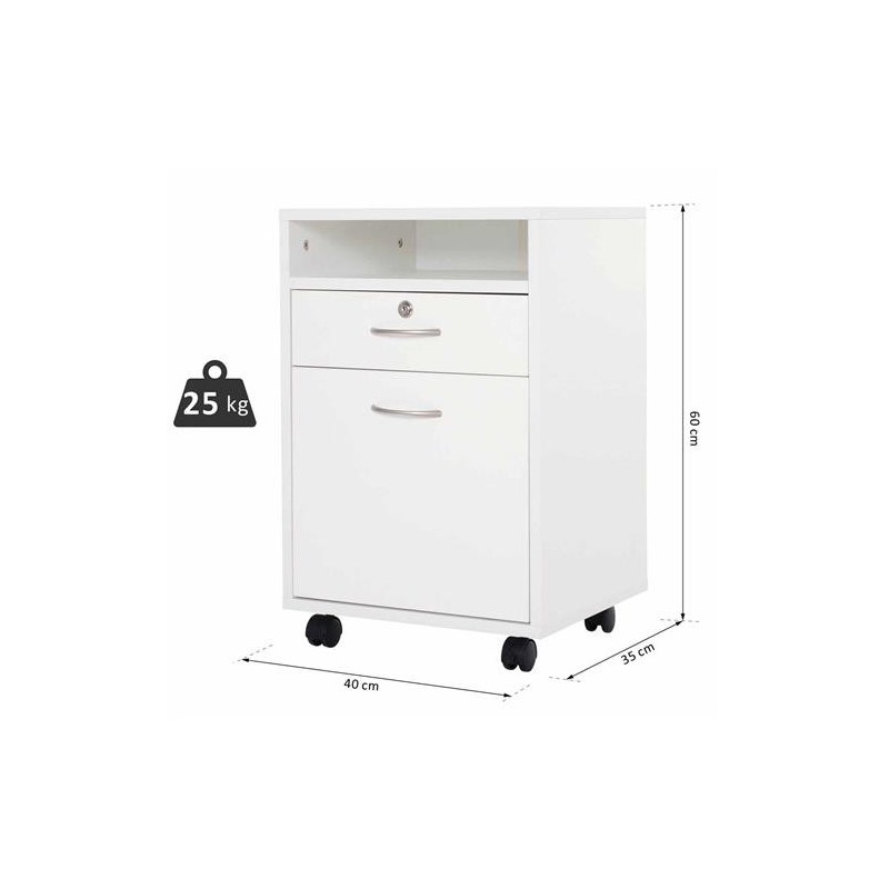 Archivador con Ruedas VERSY, 40x35x60 cm, Blanco