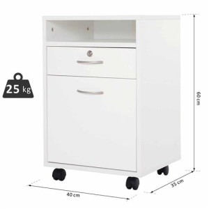 Archivador con Ruedas VERSY, 40x35x60 cm, Blanco