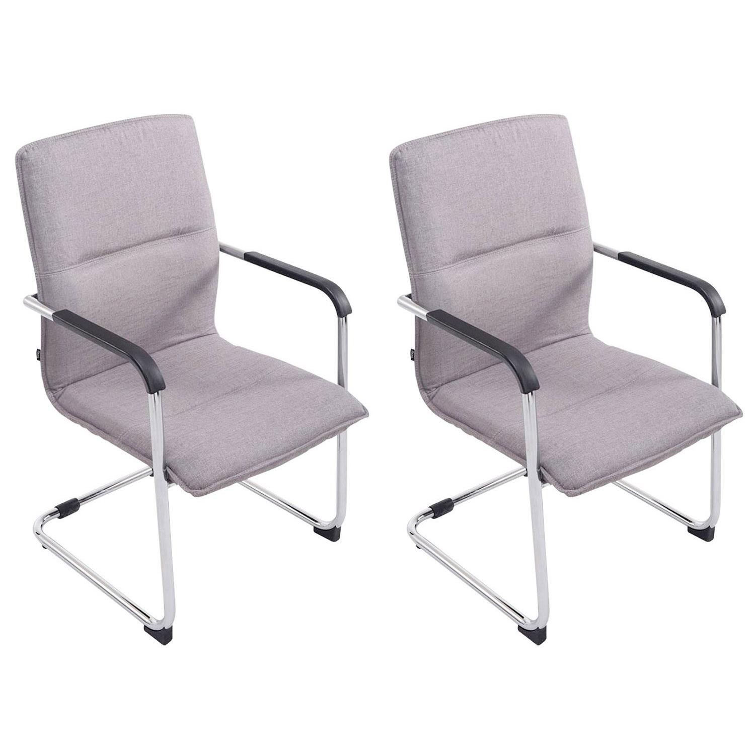 Lote de 2 Sillas de Confidente GOLIAT TELA, Estructura Metálica, Gran Acolchado y Elegante Diseño, color Crema