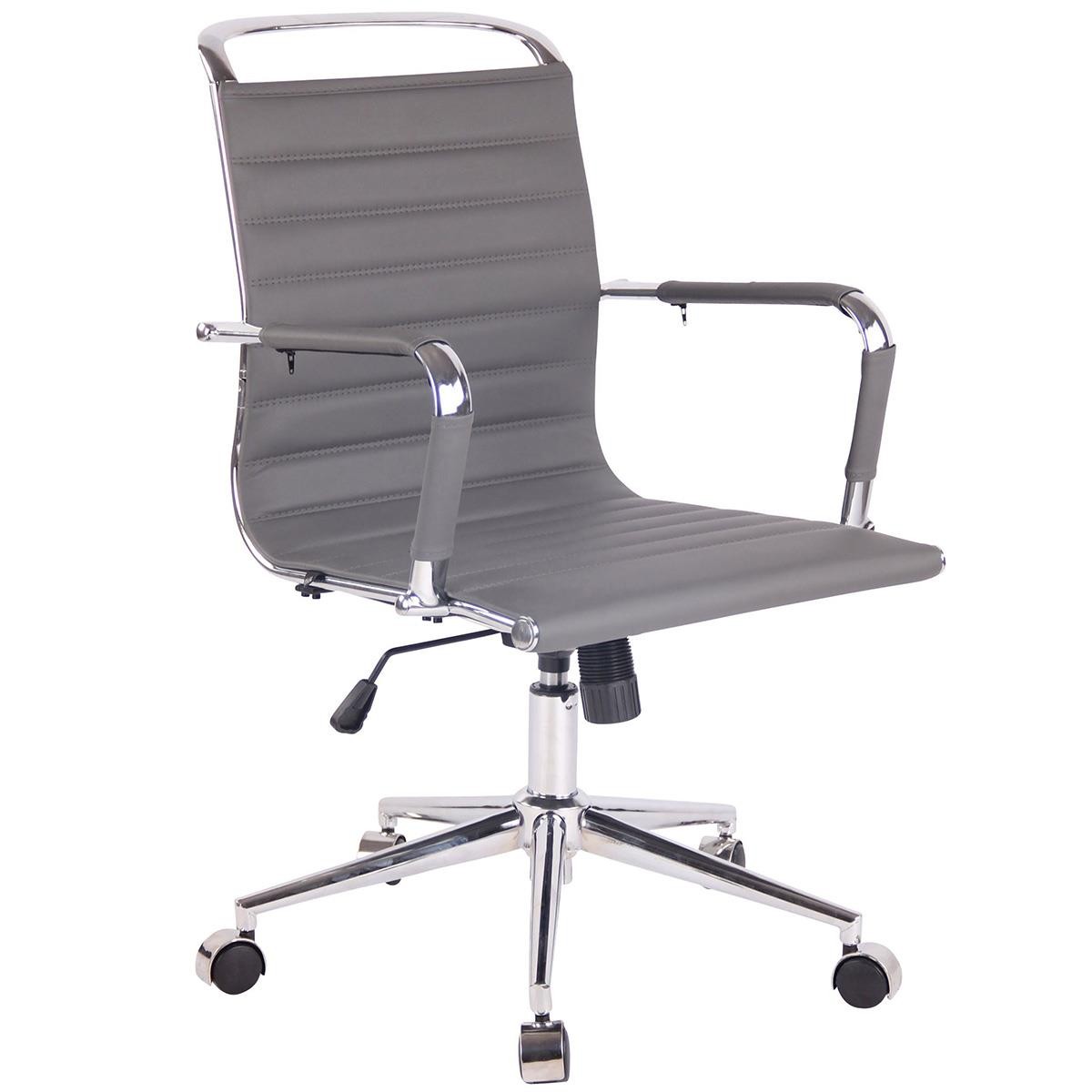 Silla de Oficina ZURICH, Diseño Elegante, Estructura Metálica, en Piel color Negro