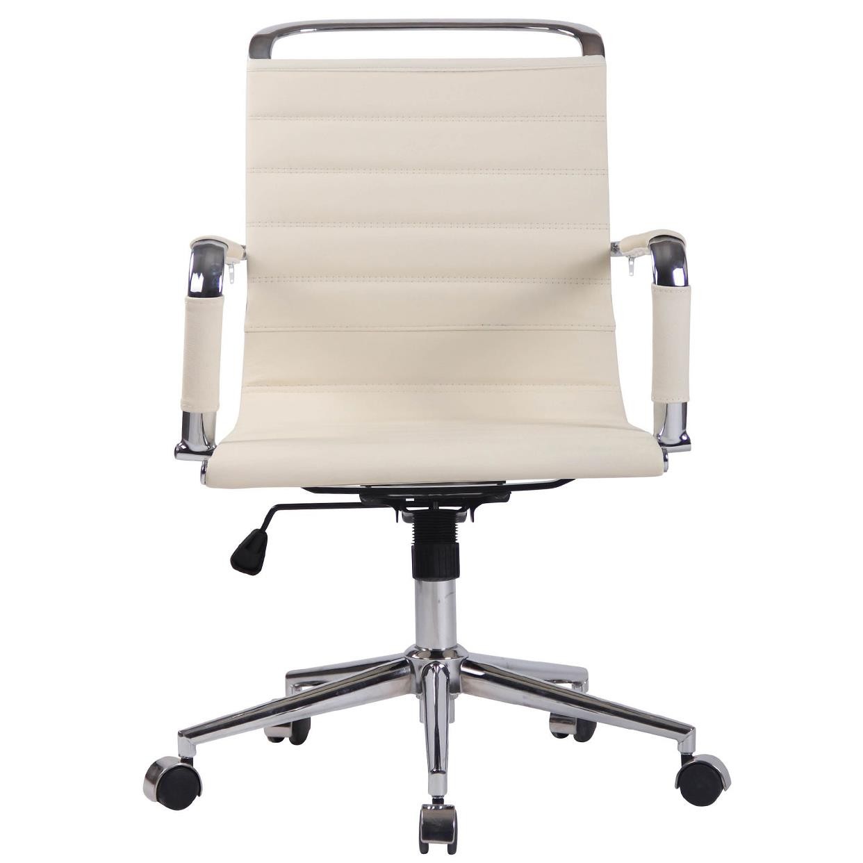 Silla de Oficina ZURICH, Diseño Elegante, Estructura Metálica, en Piel Natural color Negro
