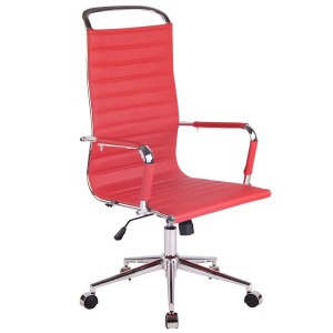 Silla de oficina ZURICH, Respaldo Alto, en Piel color Blanco
