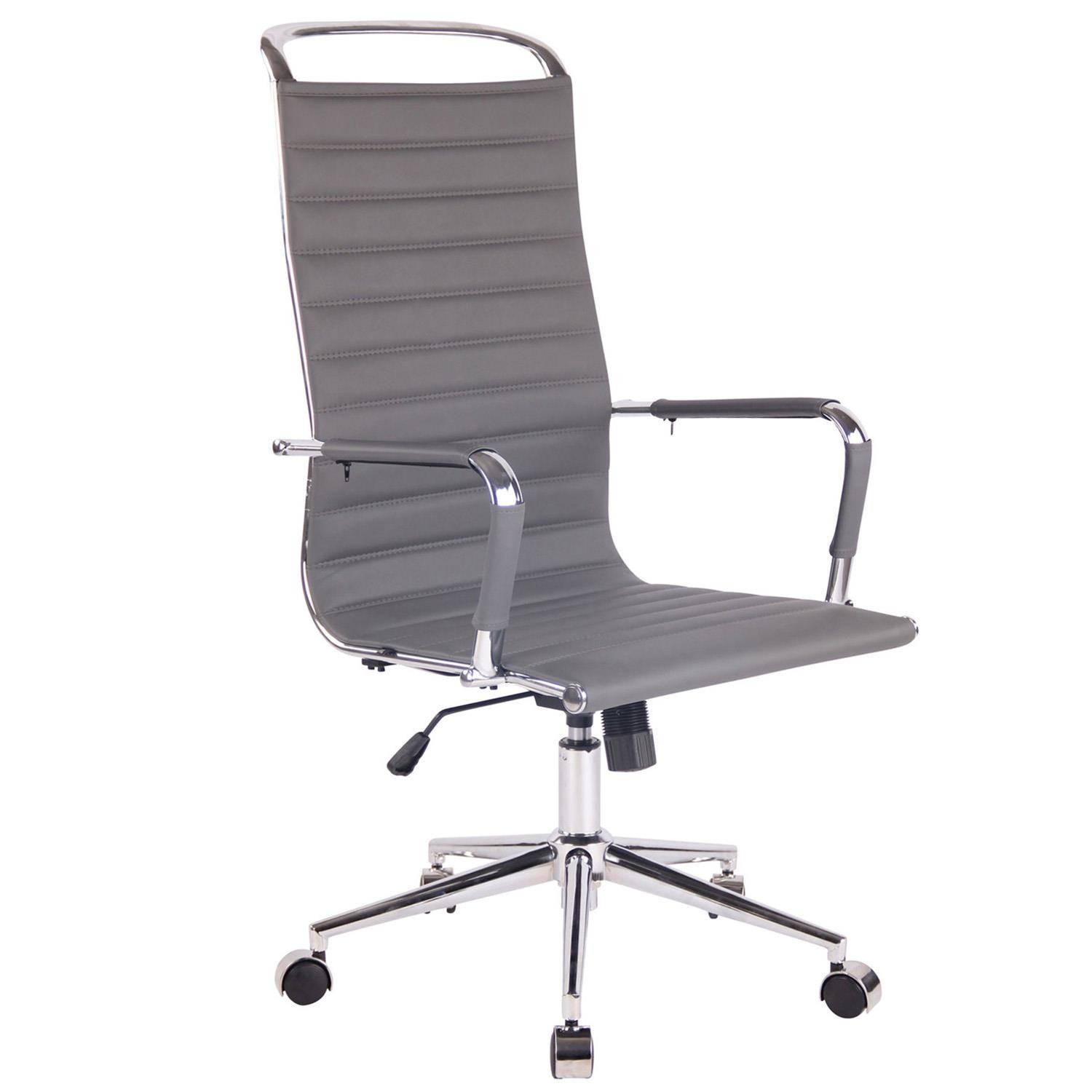 Silla de Oficina ZURICH, Respaldo Alto, Diseño Elegante, Estructura Metálica, en Piel color Blanco