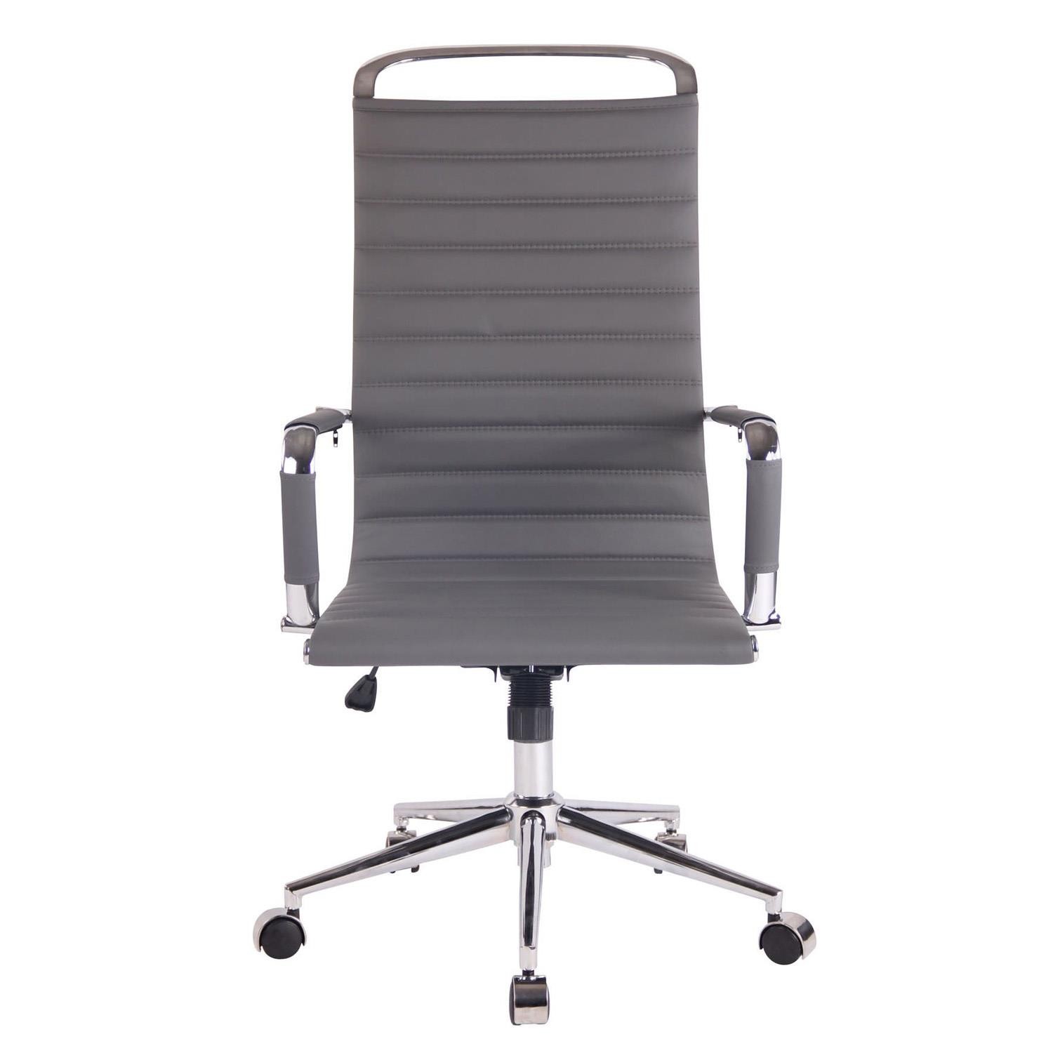 Silla de Oficina ZURICH, Respaldo Alto, Diseño Elegante, Estructura Metálica, en Piel color Blanco