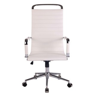 Silla de oficina ZURICH, Respaldo Alto, en Piel color Blanco 2