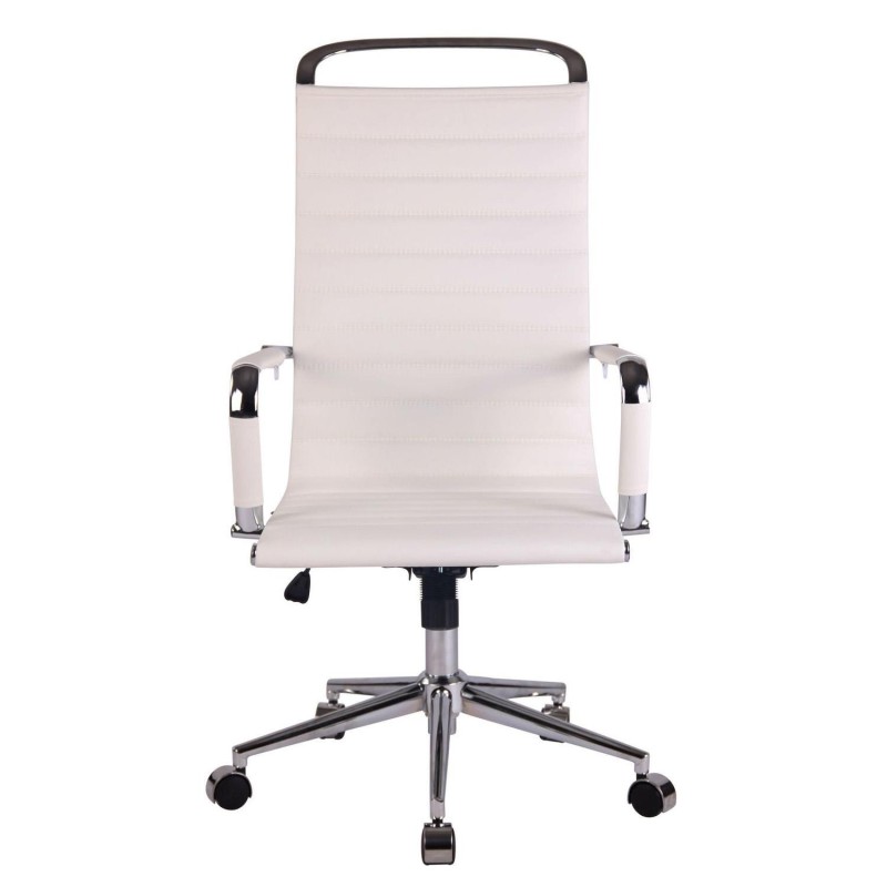 Silla de oficina ZURICH, Respaldo Alto, en Piel color Blanco