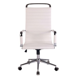 Silla de oficina ZURICH, Respaldo Alto, en Piel color Blanco