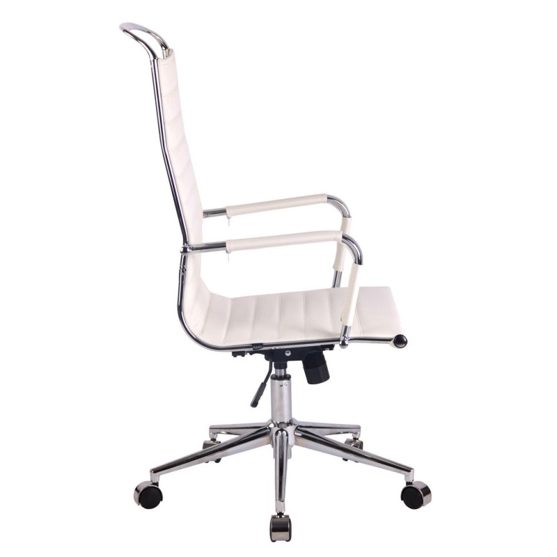 Silla de oficina ZURICH, Respaldo Alto, en Piel color Blanco