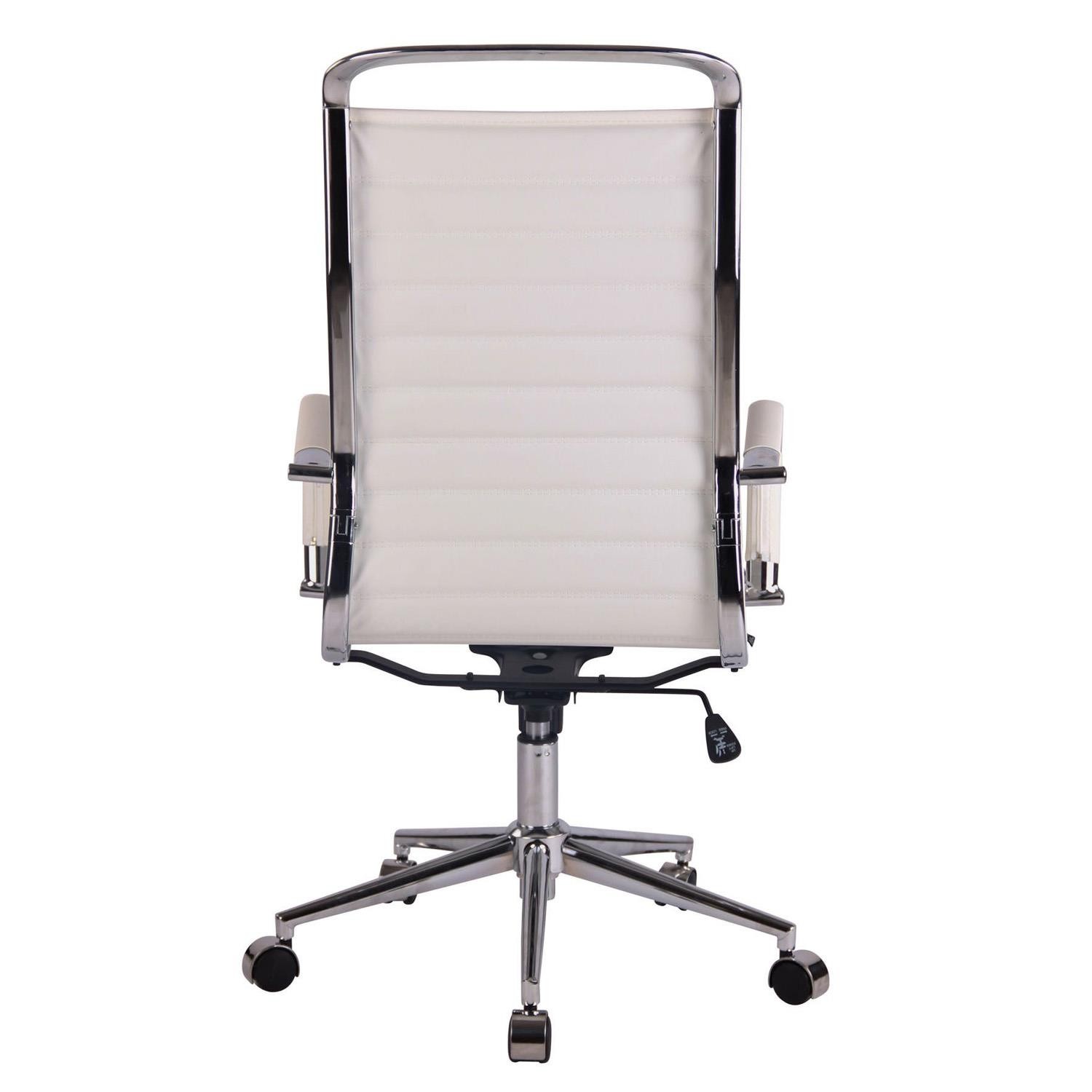 Silla de Oficina ZURICH, Respaldo Alto, Diseño Elegante, Estructura Metálica, en Piel color Blanco