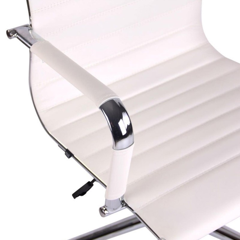 Silla de oficina ZURICH, Respaldo Alto, en Piel color Blanco