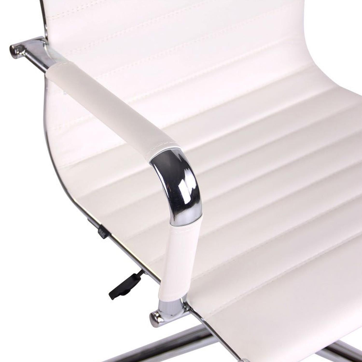 Silla de Oficina ZURICH, Respaldo Alto, Diseño Elegante, Estructura Metálica, en Piel color Blanco