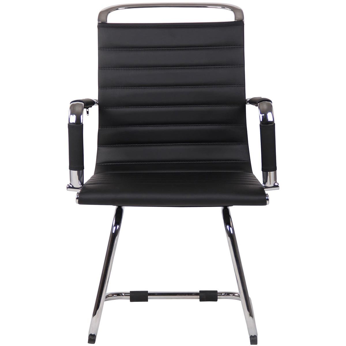 Silla de Confidente ZURICH V, Diseño Elegante, Estructura Metálica, en Piel color Negro