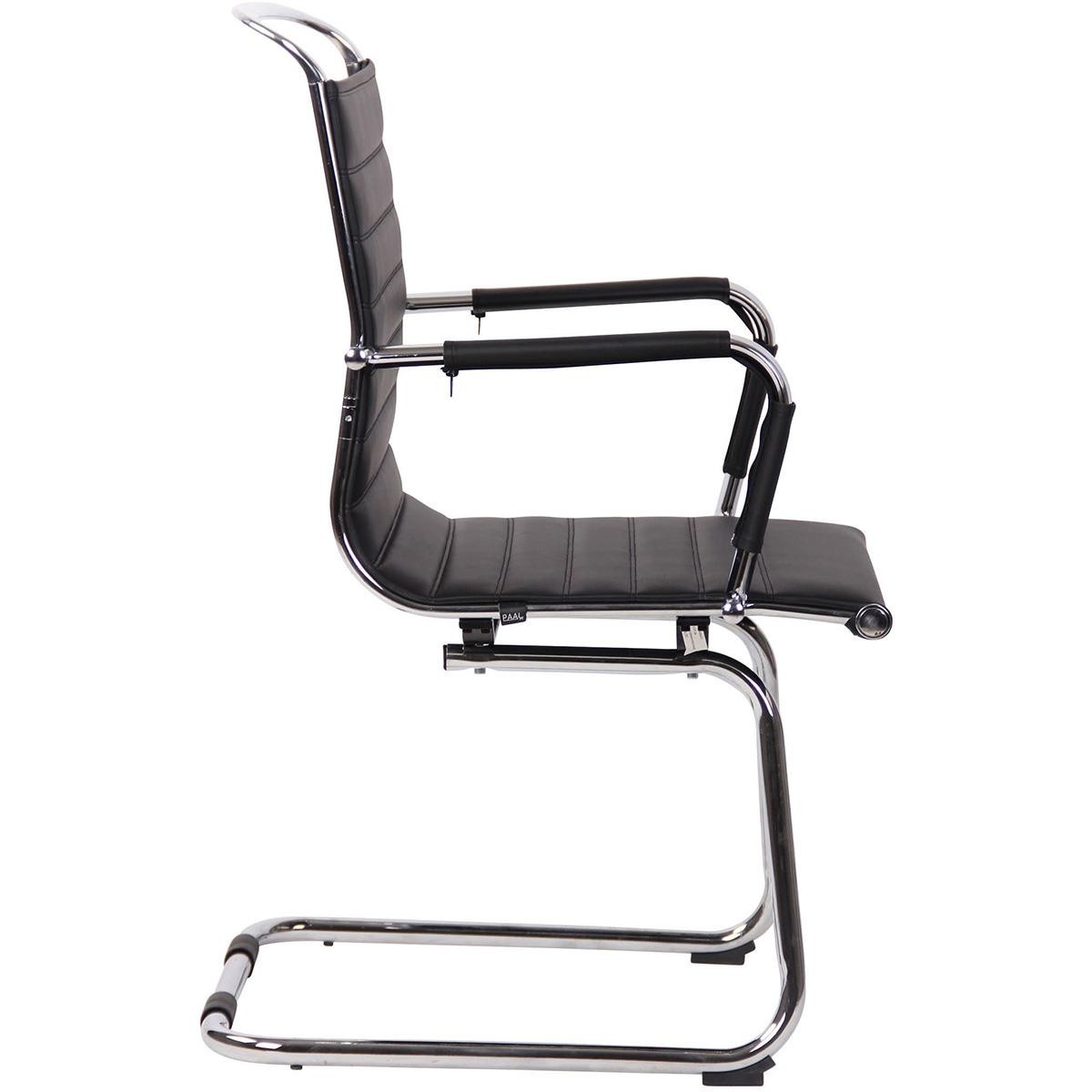 Silla de Confidente ZURICH V, Diseño Elegante, Estructura Metálica, en Piel color Negro