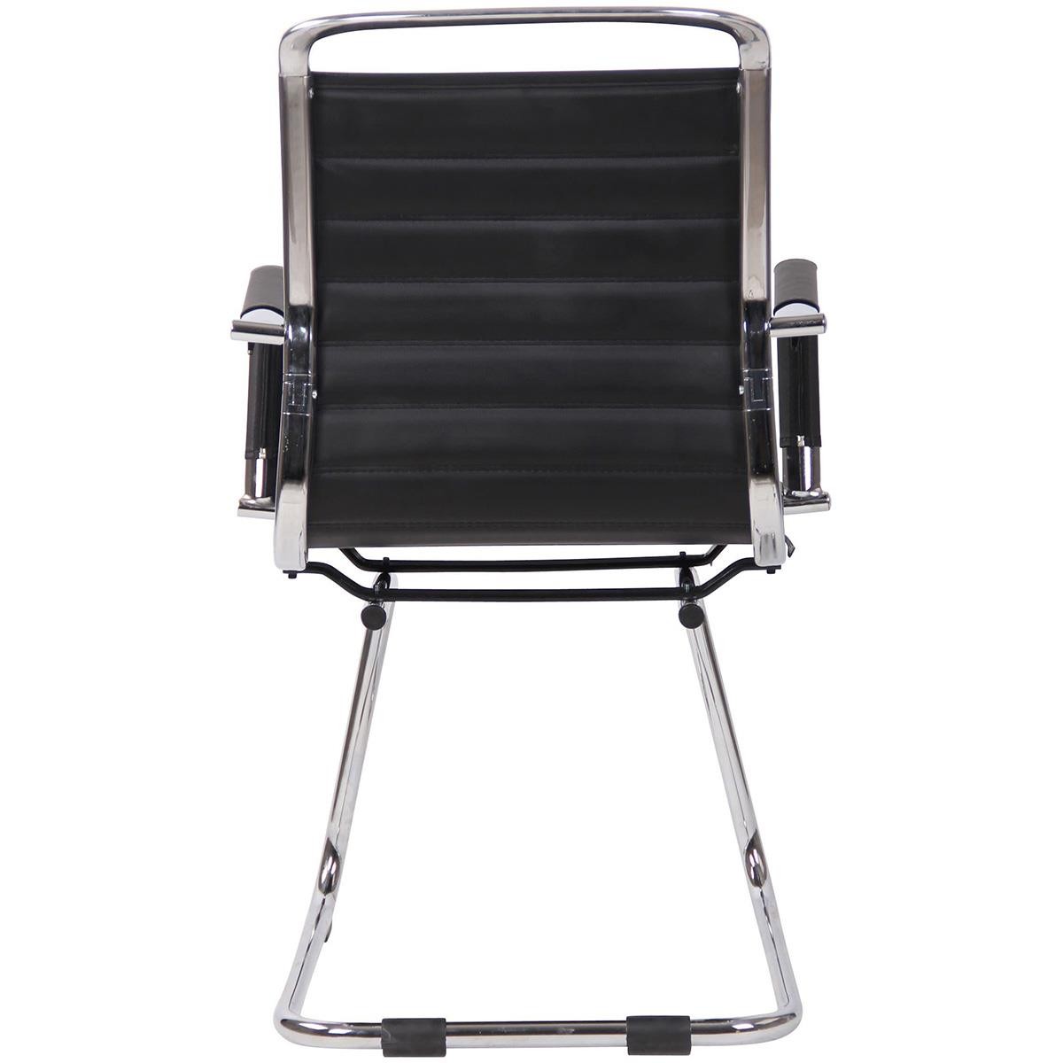 Silla de Confidente ZURICH V, Diseño Elegante, Estructura Metálica, en Piel color Negro