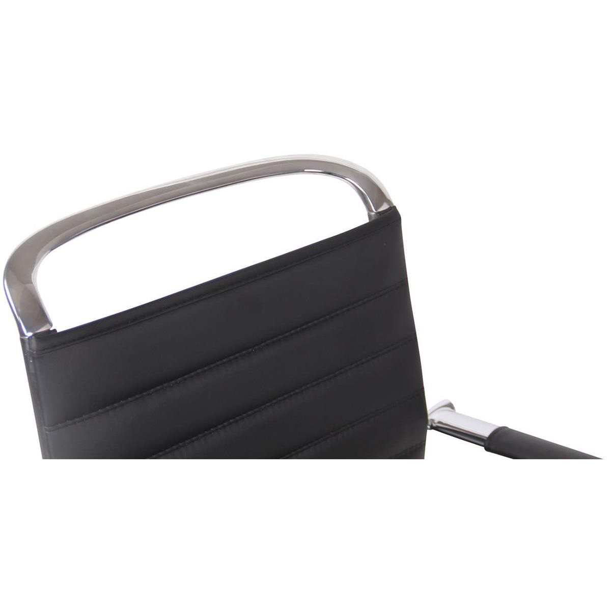 Silla de Confidente ZURICH V, Diseño Elegante, Estructura Metálica, en Piel color Negro