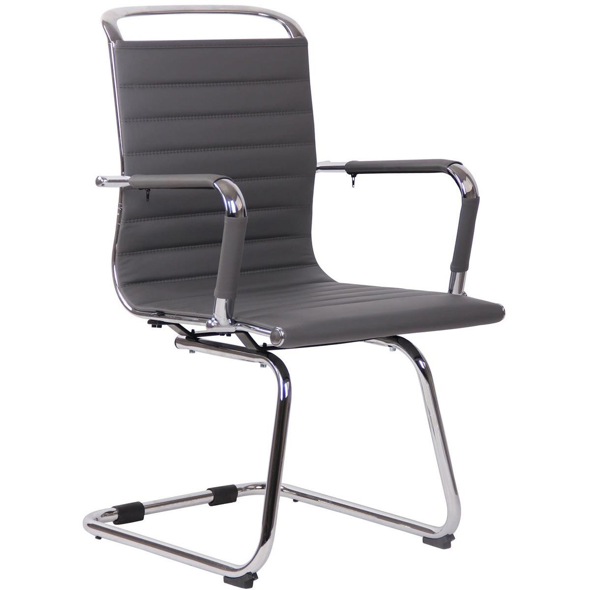 Silla de Confidente ZURICH V, Diseño Elegante, Estructura Metálica, en Piel color Negro