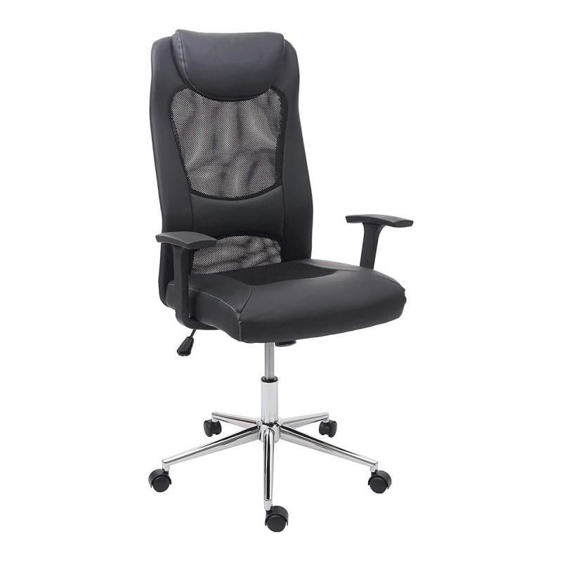 Silla de Oficina TRISTAN, Malla Transpirable y Piel, color Negro