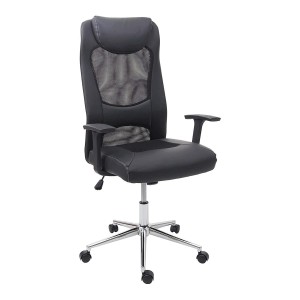 Silla de Oficina TRISTAN, Malla Transpirable y Piel, color Negro