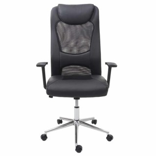 Silla de Oficina TRISTAN, Malla Transpirable y Piel, color Negro 2