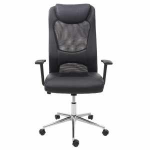 Silla de Oficina TRISTAN, Malla Transpirable y Piel, color Negro