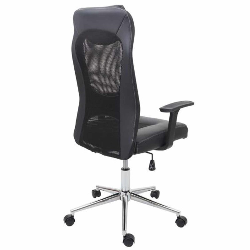 Silla de Oficina TRISTAN, Malla Transpirable y Piel, color Negro