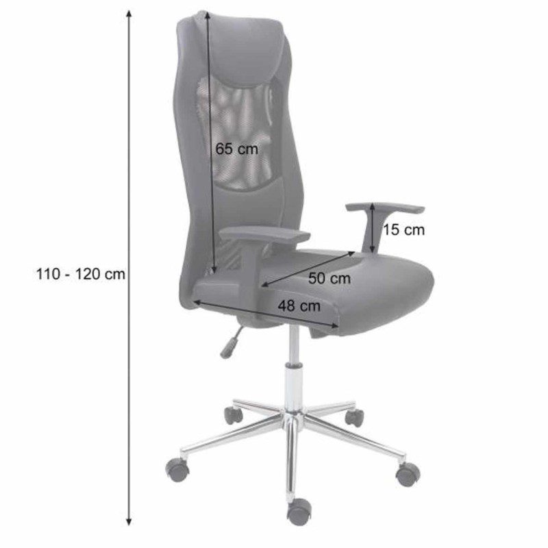 Silla de Oficina TRISTAN, Malla Transpirable y Piel, color Negro