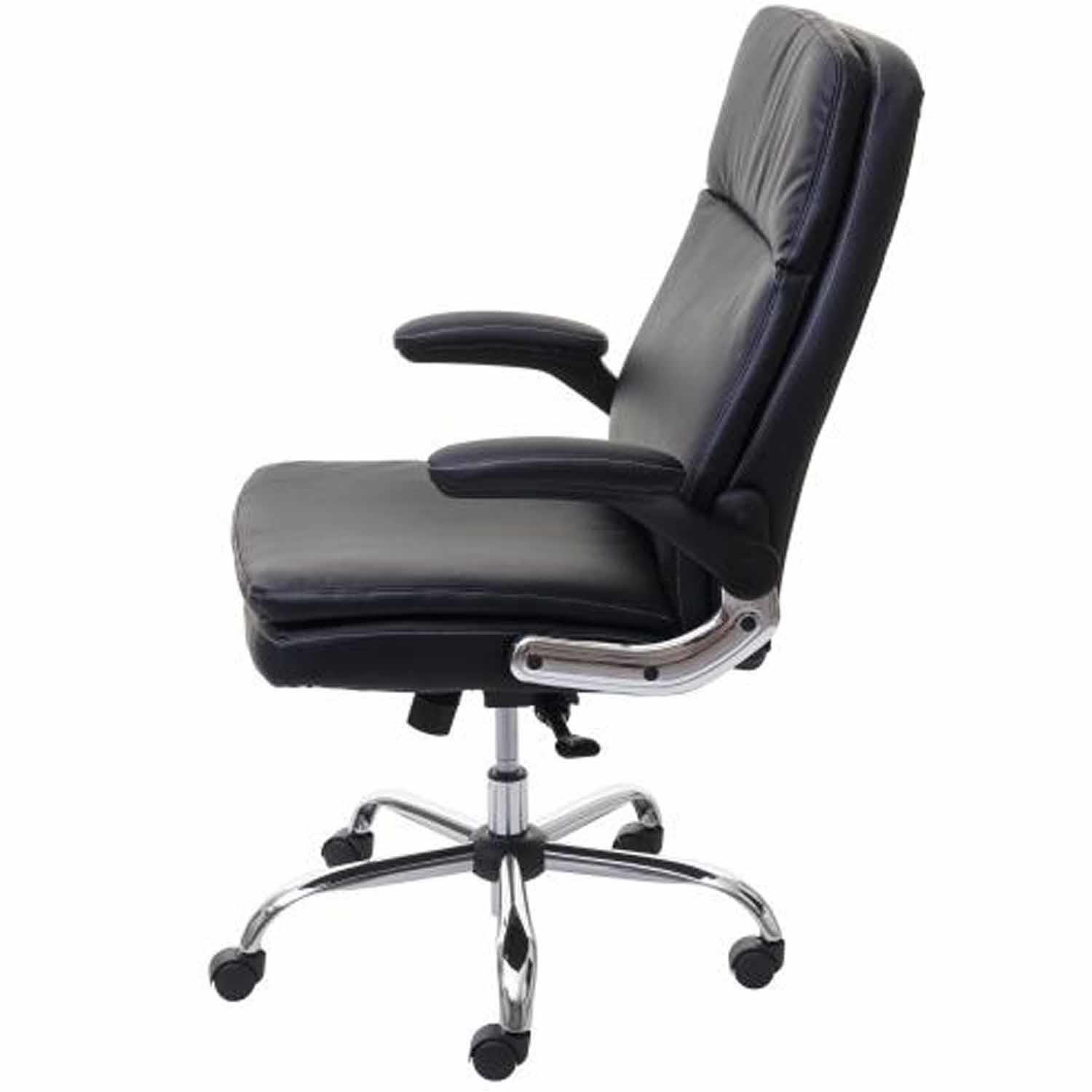 Sillón de oficina PULCO, Gran Acolchado, Reposabrazos Abatibles, en Piel color Negro