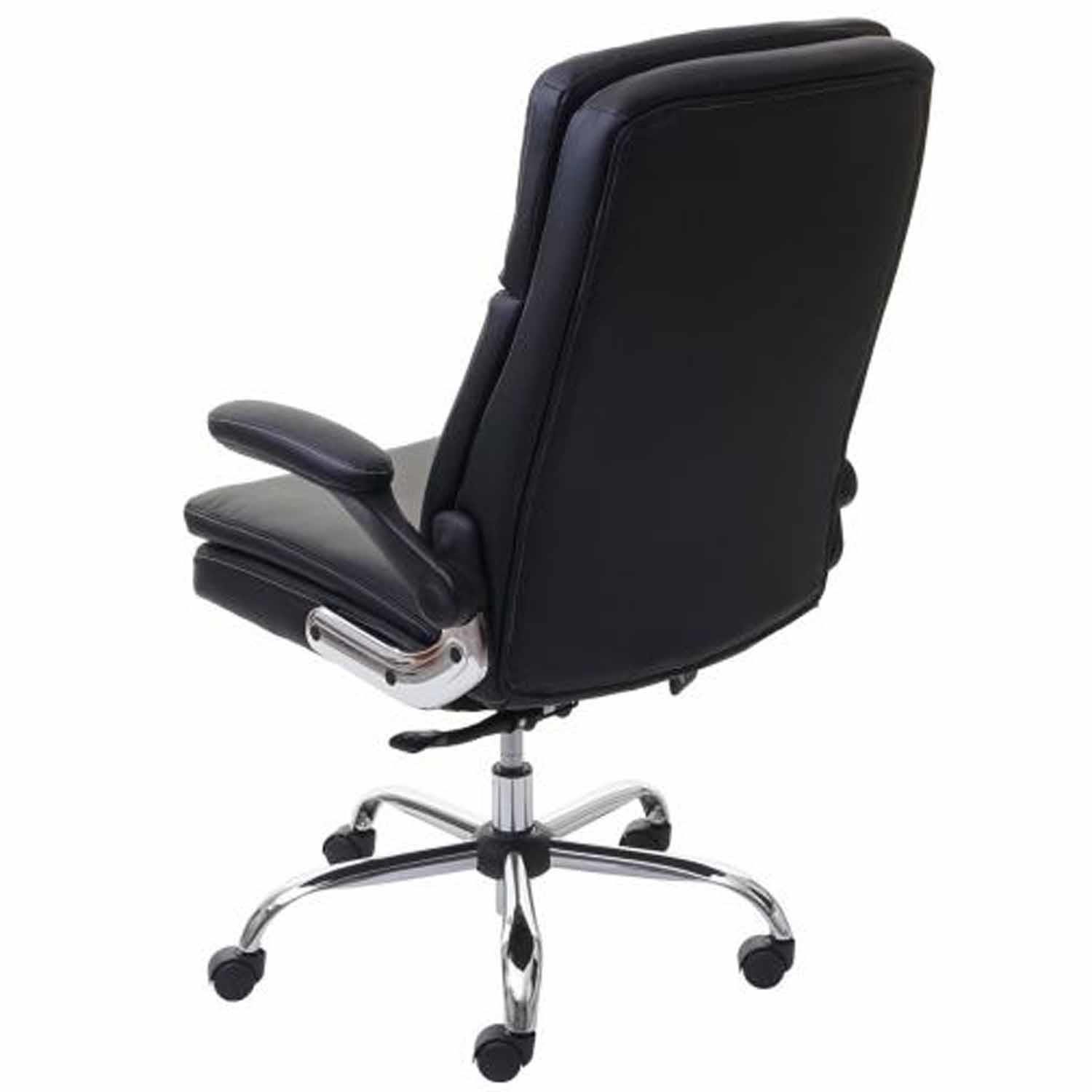 Sillón de oficina PULCO, Gran Acolchado, Reposabrazos Abatibles, en Piel color Negro