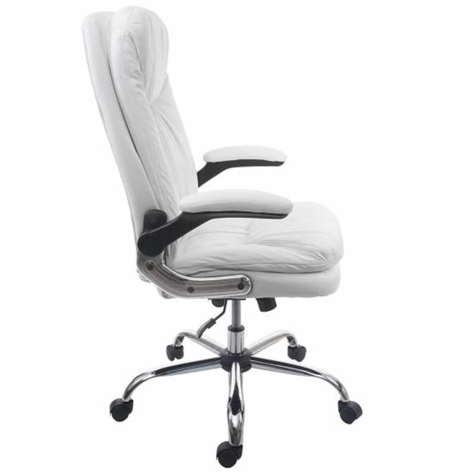 Sillón de oficina MANAGER, Gran Acolchado, Reposabrazos Abatibles, en Piel color Negro