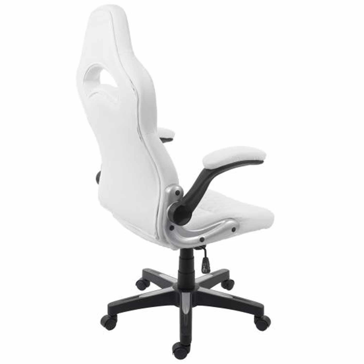 Silla Gaming PONS, Diseño Deportivo, Brazos Abatibles, en Piel color Negro