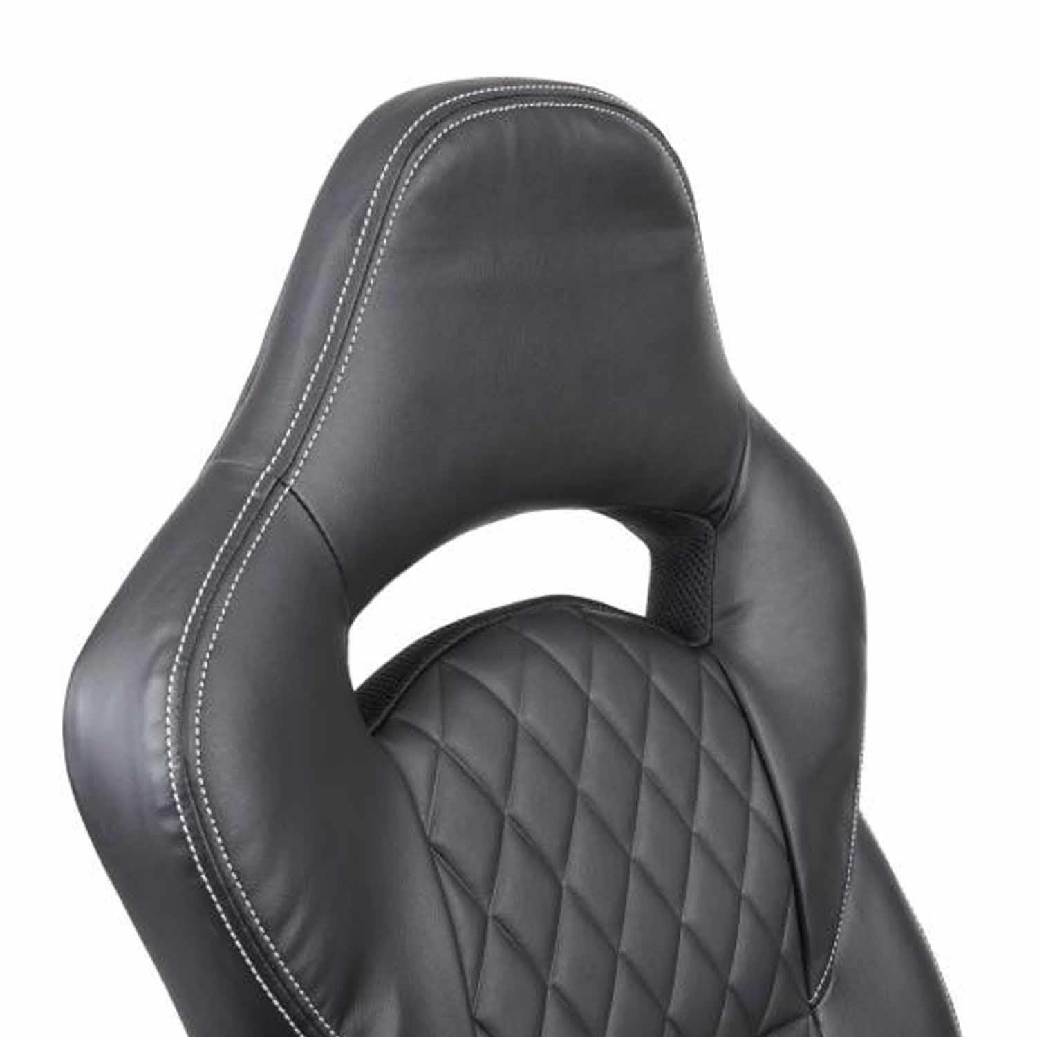 Silla Gaming PONS, Diseño Deportivo, Brazos Abatibles, en Piel color Negro