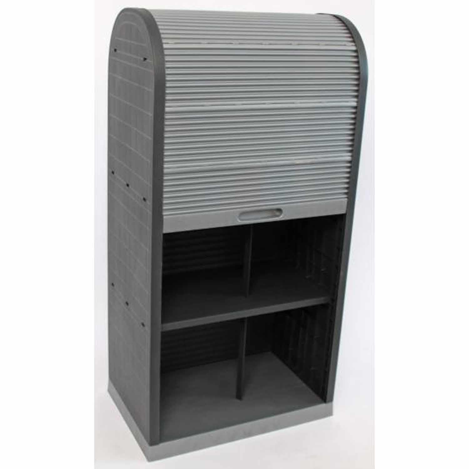 Armario Archivador RONDY, Persiana Enrollable, 120x58x38 cm, en Plástico Resistente, Color Gris