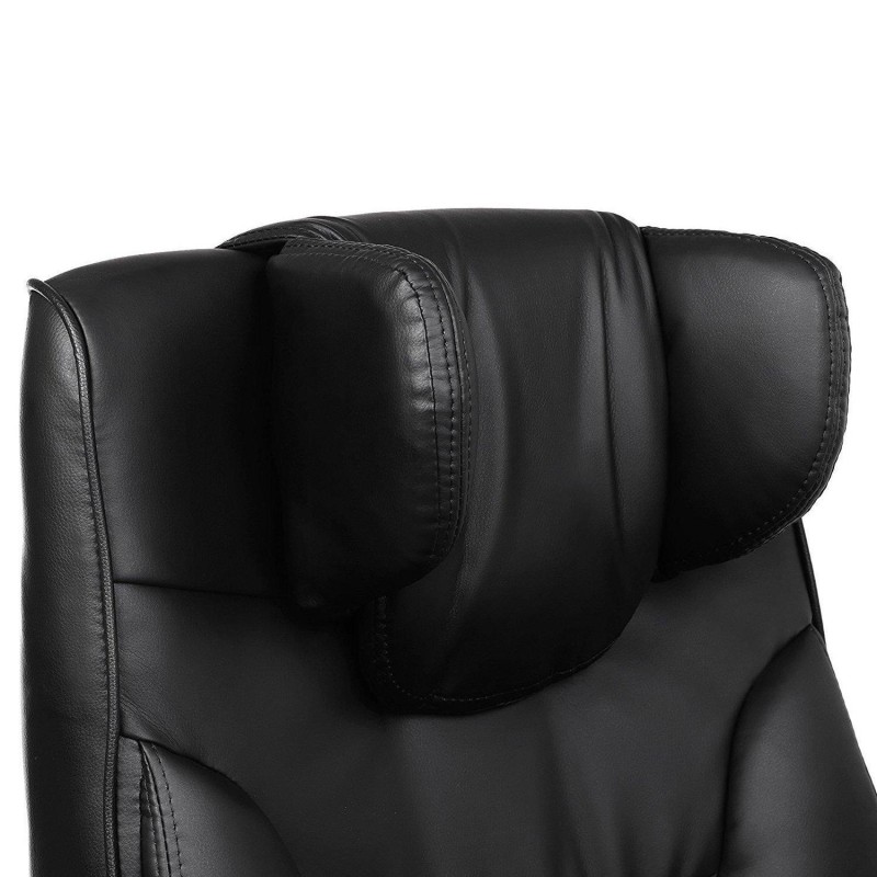 Sillón de oficina BONY, Reposapiés Extensible, en Piel color Negro
