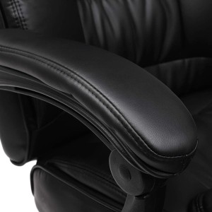Sillón de oficina BONY, Reposapiés Extensible, en Piel color Negro