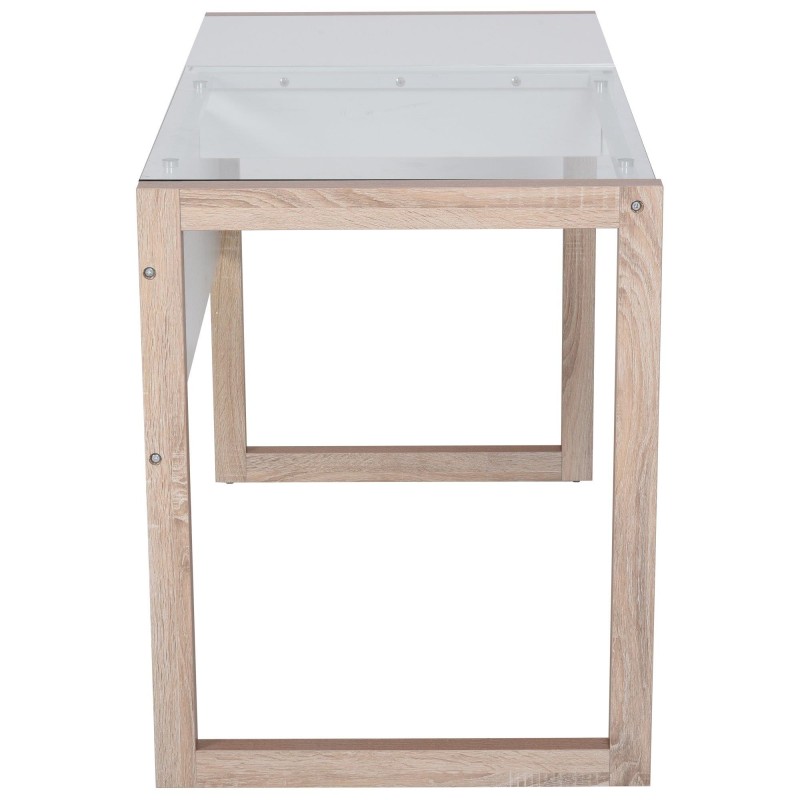 Mesa de ordenador MICHIGAN en Vidrio y Madera, color Blanco