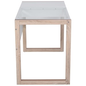 Mesa de ordenador MICHIGAN en Vidrio y Madera, color Blanco