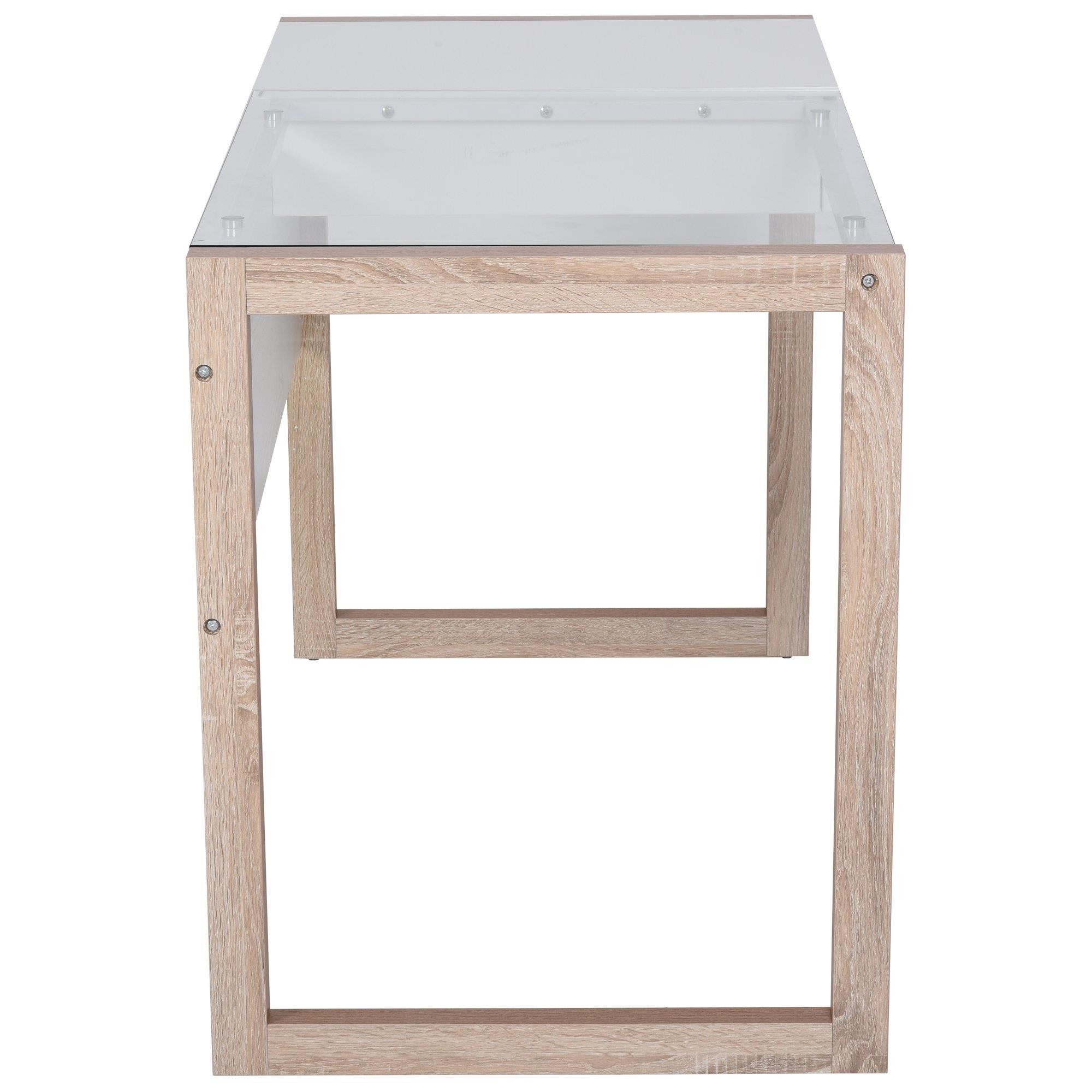 Mesa de ordenador MICHIGAN, 120x60x75 cm, Diseño Exclusivo, en Vidrio y Madera, color Blanco