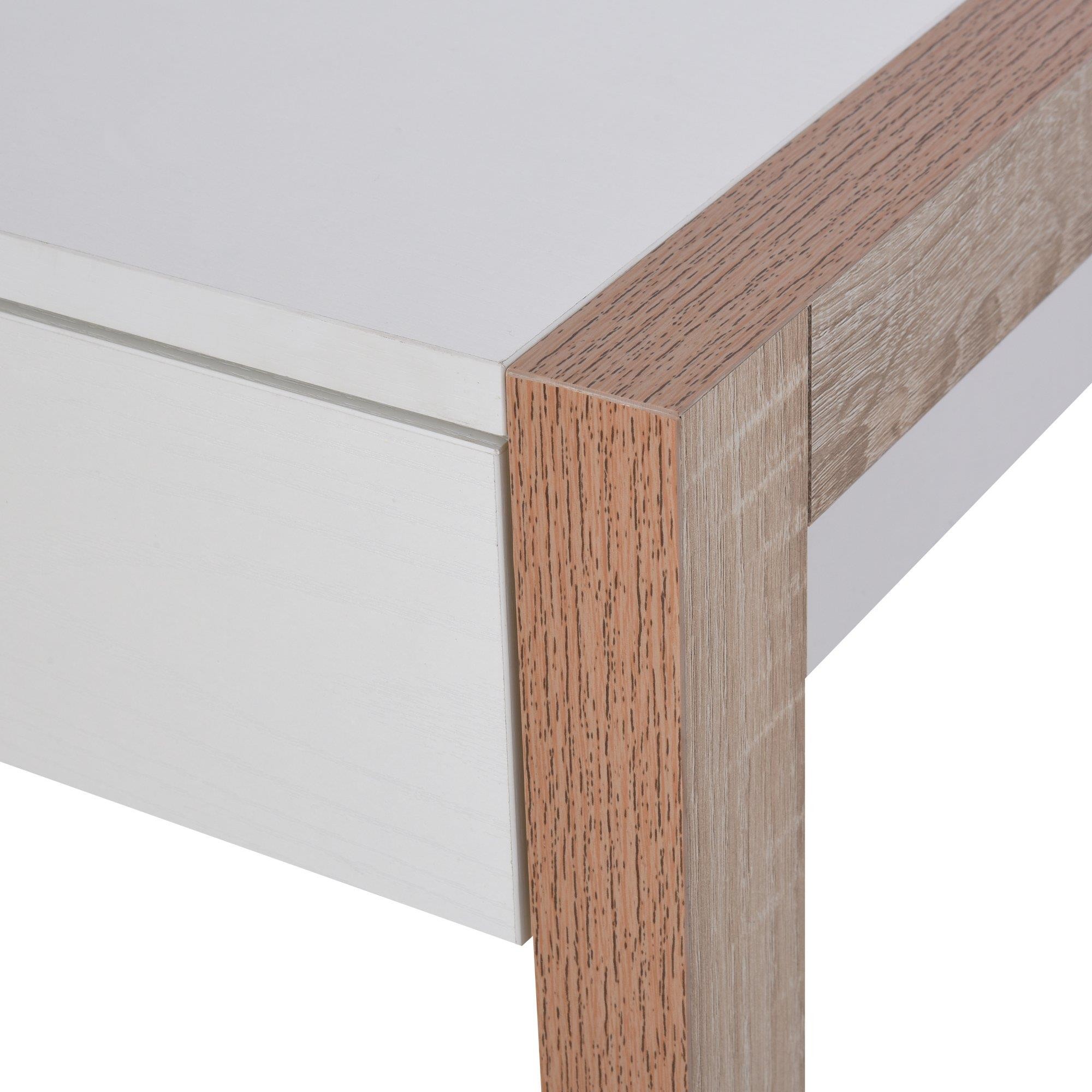 Mesa de ordenador MICHIGAN, 120x60x75 cm, Diseño Exclusivo, en Vidrio y Madera, color Blanco
