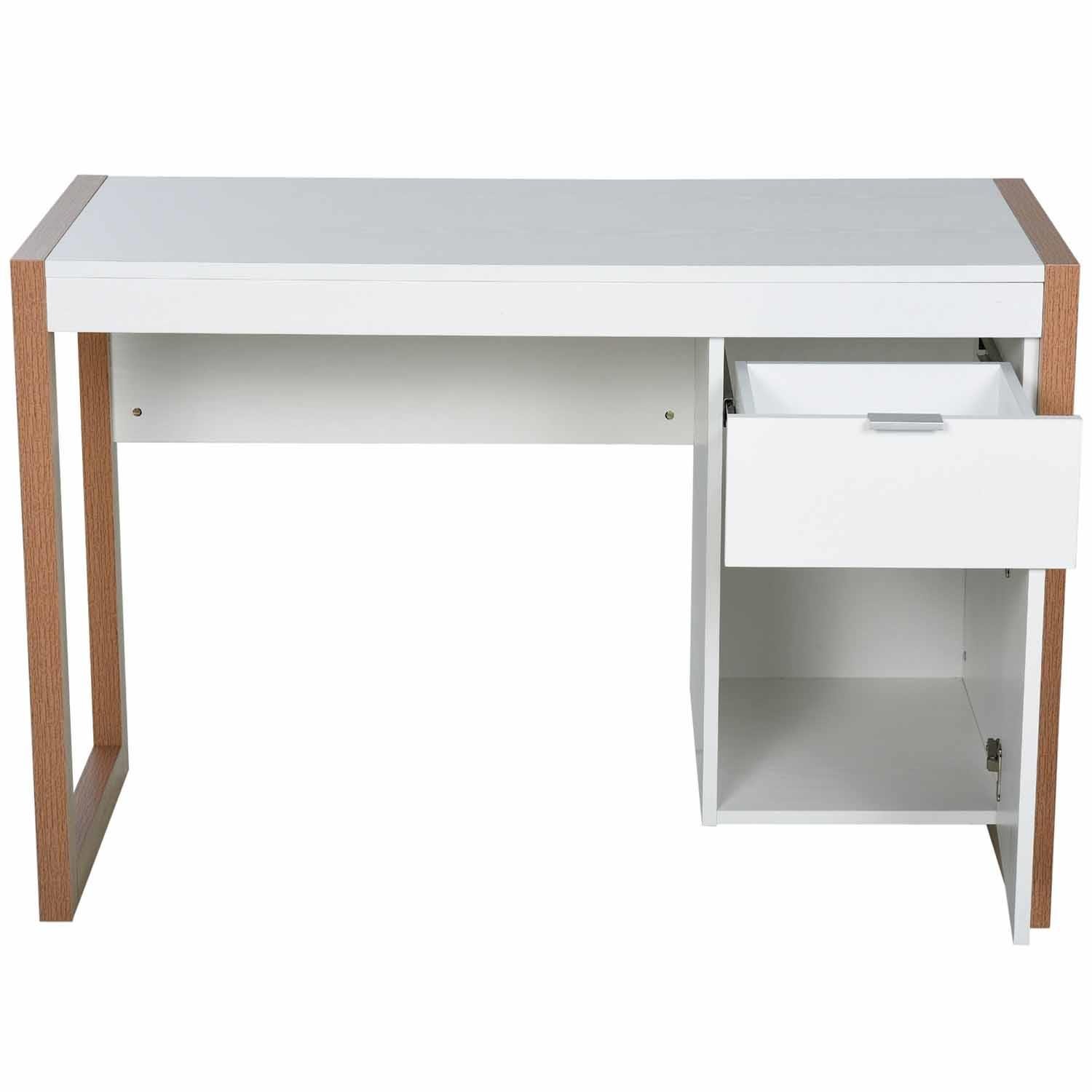 Mesa de ordenador LAGE, 112,5x50x75,5 cm, Diseño Exclusivo, en Madera, color Blanco