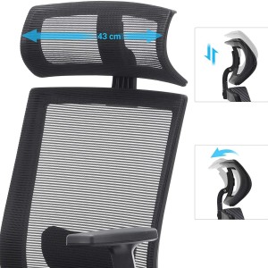 Silla ergonómica INSTA, soporte lumbar ajustable, en negro