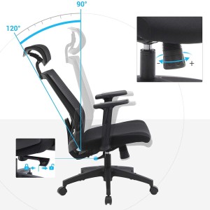 Silla ergonómica INSTA, soporte lumbar ajustable, en negro