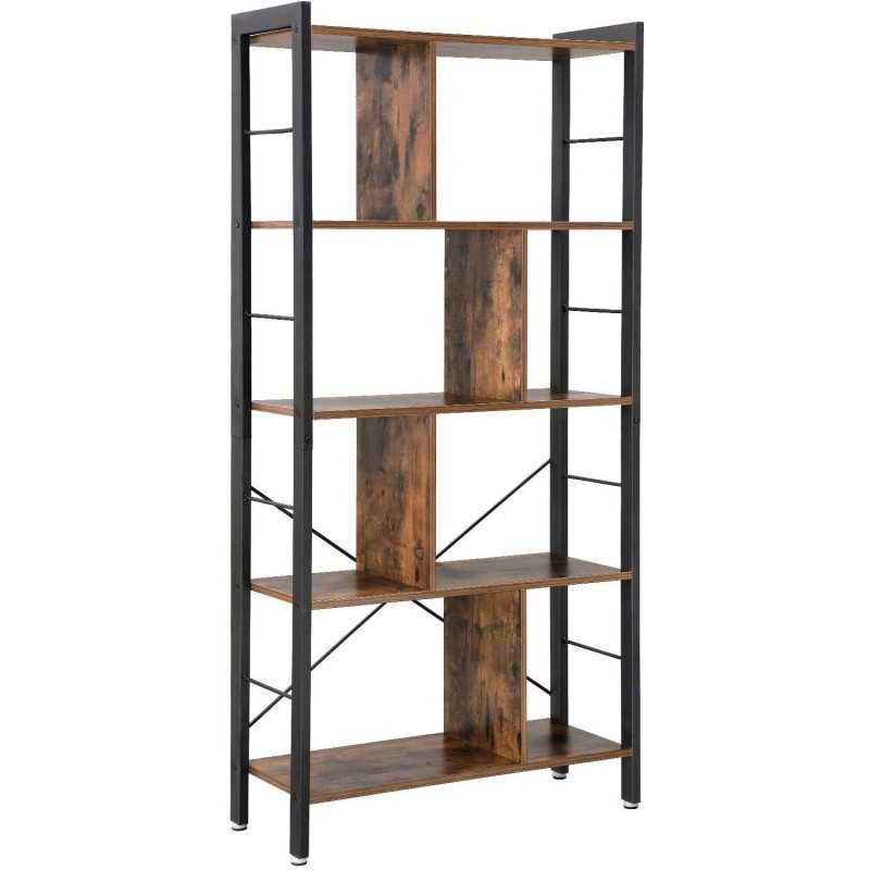 Estantería VALERY, 74x30x154,5 cm, Diseño Moderno, Acero y Madera