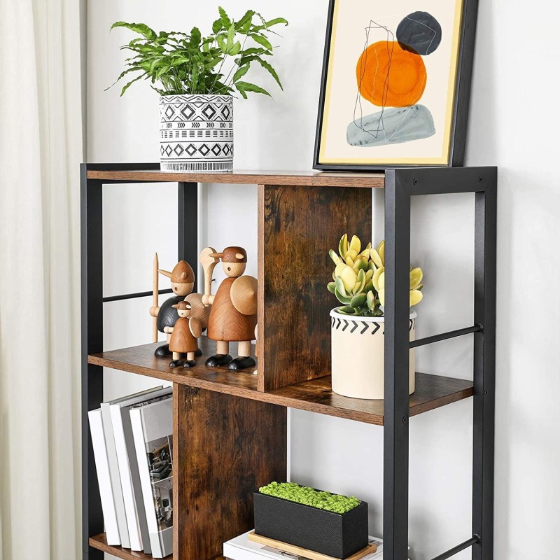 Estantería VALERY, 74x30x154,5 cm, Diseño Moderno, Acero y Madera