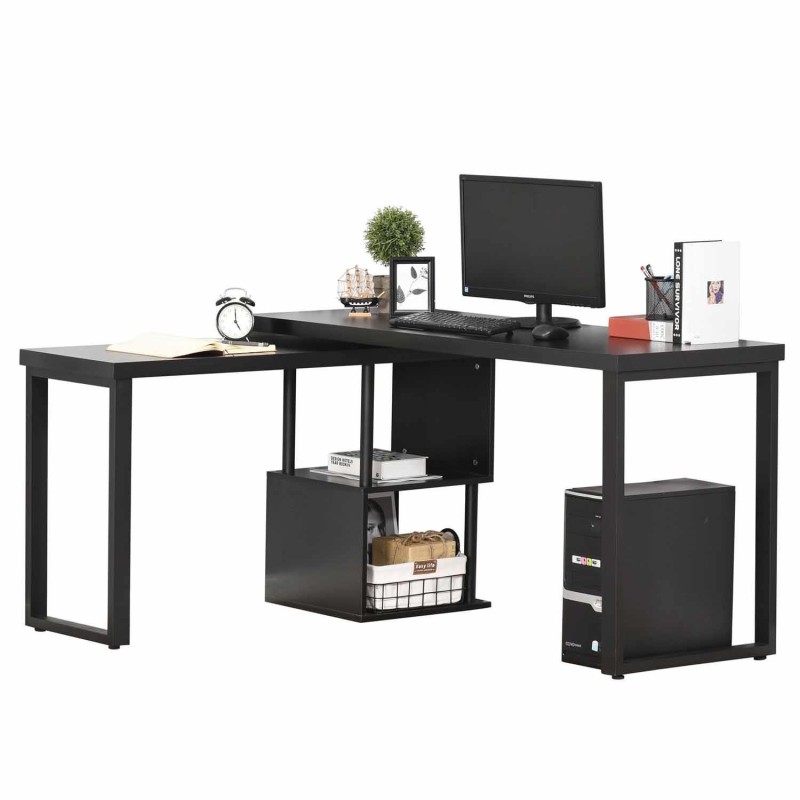 Mesa de Oficina BARTON en Metal y Madera color Negro