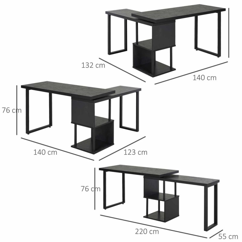 Mesa de Oficina BARTON en Metal y Madera color Negro