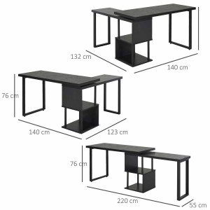 Mesa de Oficina BARTON en Metal y Madera color Negro