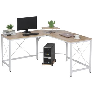 Mesa de Oficina BURTON en Metal y Madera, color Blanco y Roble