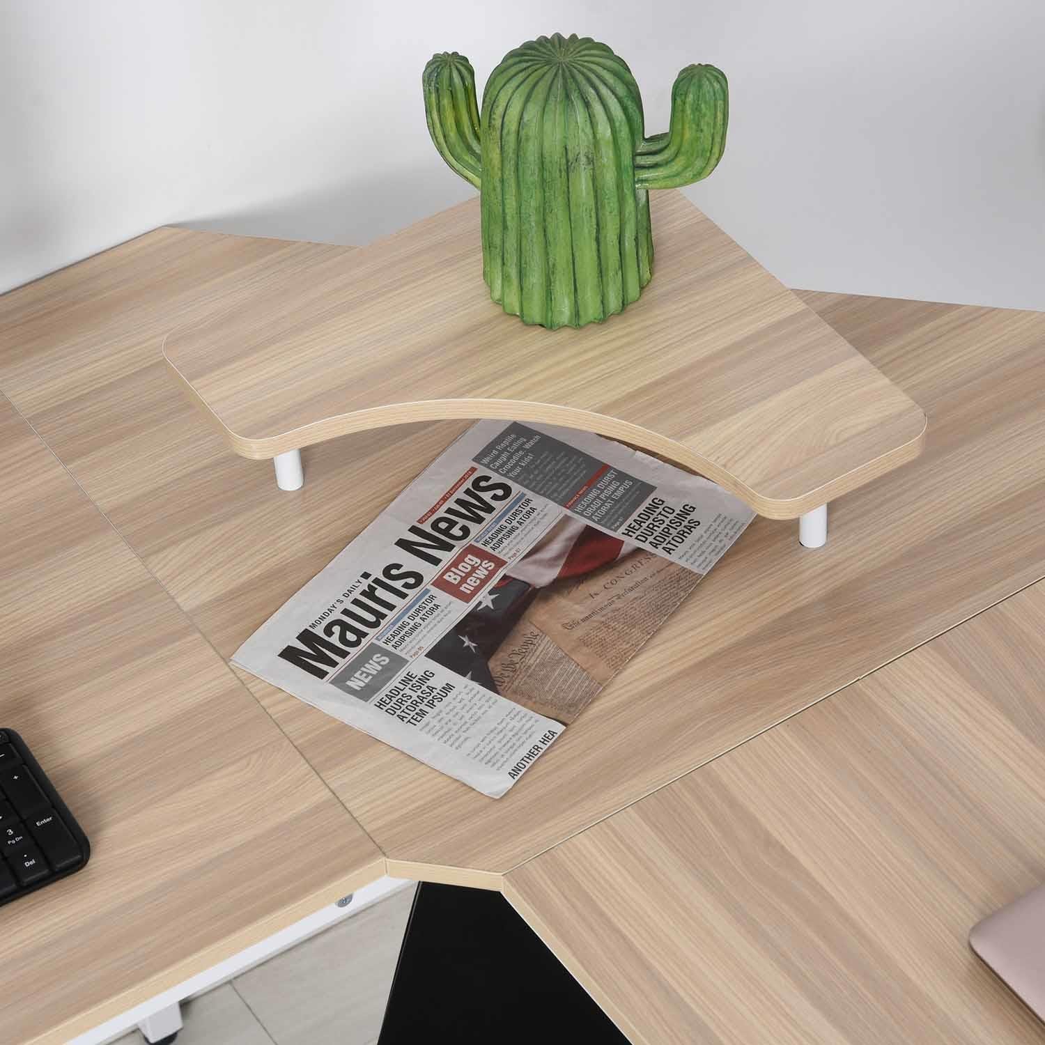 Mesa de Oficina BURTON, 150x150x76 cm, en Metal y Madera, color Blanco y Roble